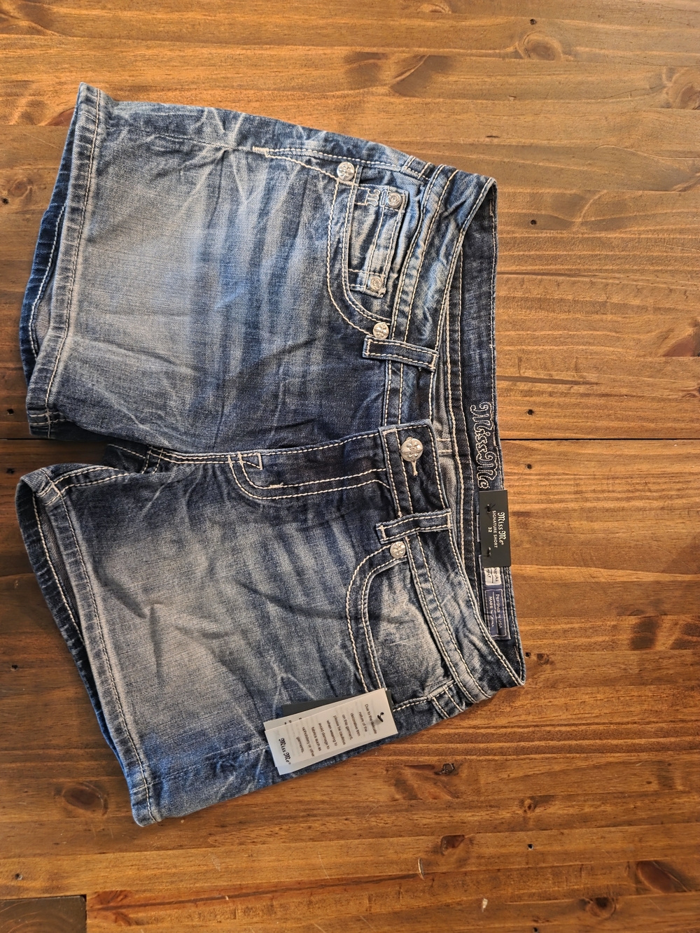 Miss Me Blue Denim Embellished Jean Shorts - Picture 2 of 2